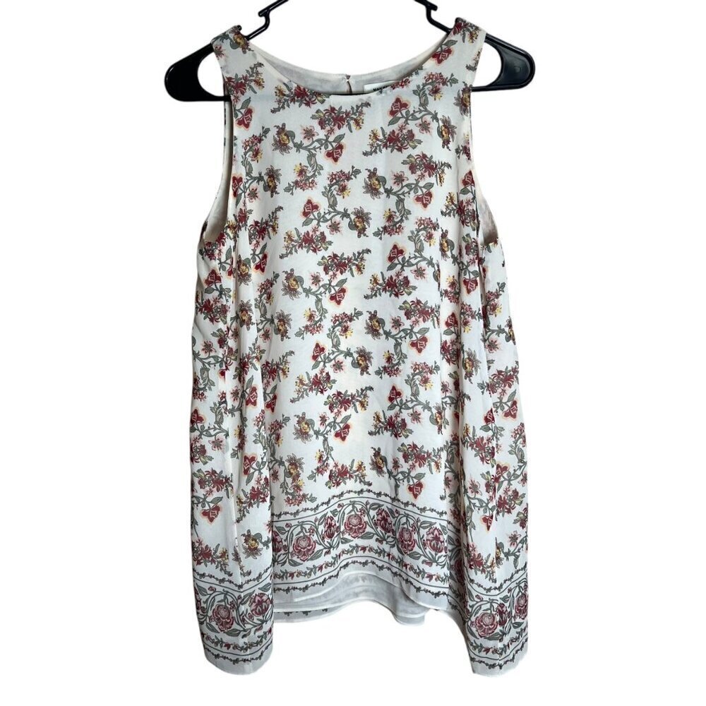MAX STUDIO Sleeveless Floral Boho Top Y2K Handkerchief Tunic Fairycore Size Med